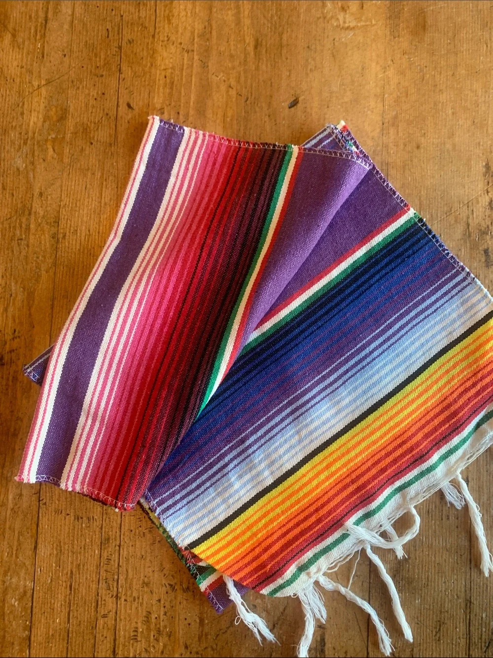 Vibrant Striped Table Runner and Napkin Set - Purple Multicolor